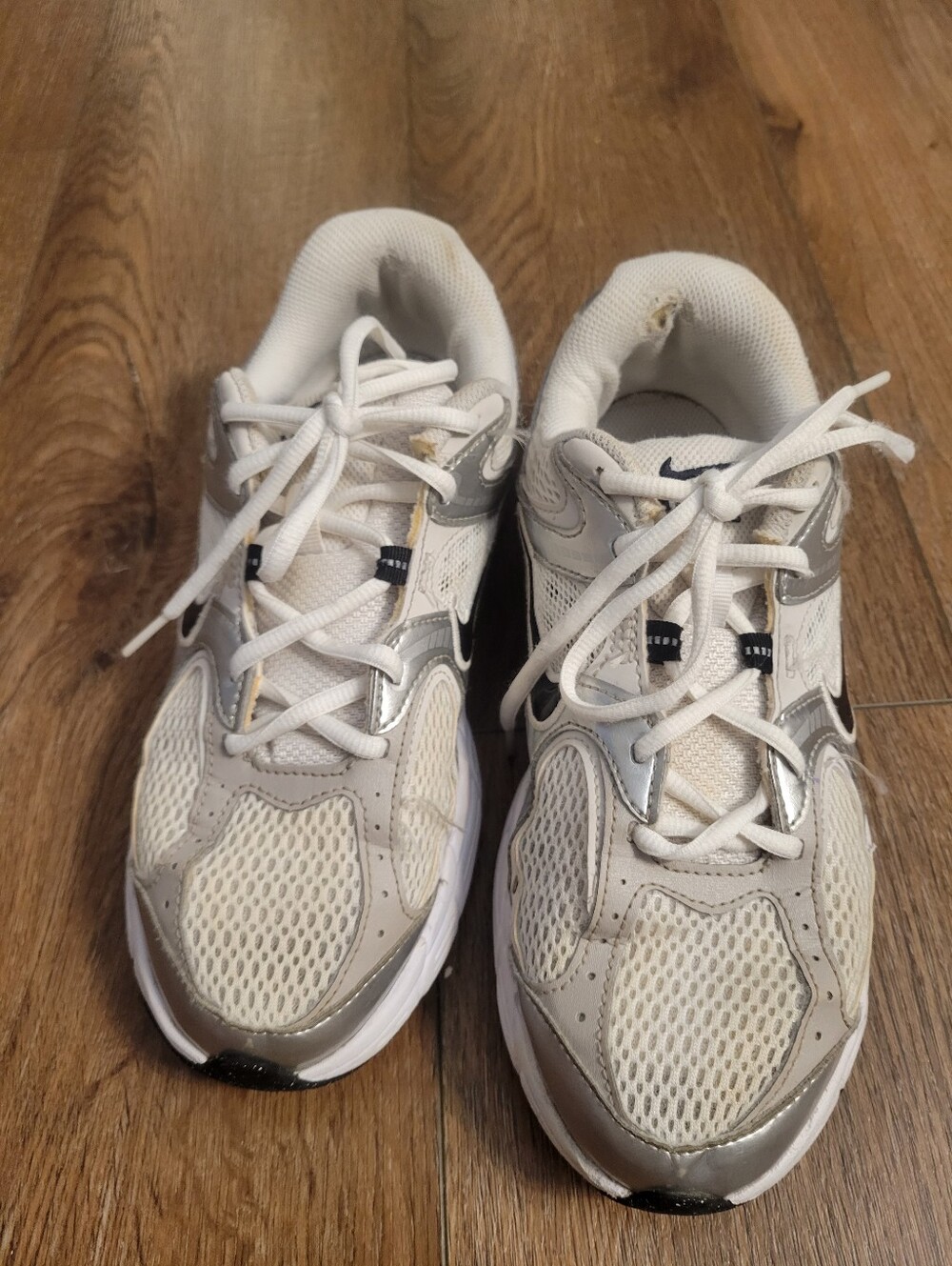 White and Silver Women's Athletic Sneakers - Lightweight Comfort